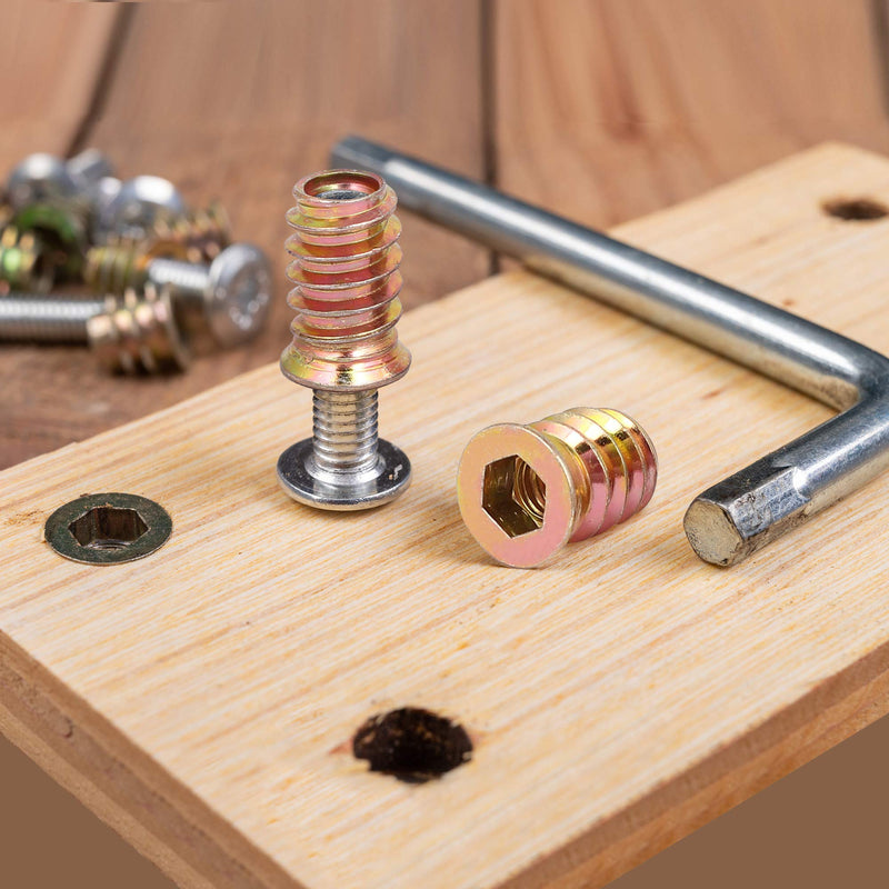 [Australia - AusPower] - uxcell Wood Furniture M6x10mm Threaded Insert Nuts Interface Hex Socket Drive 20pcs 