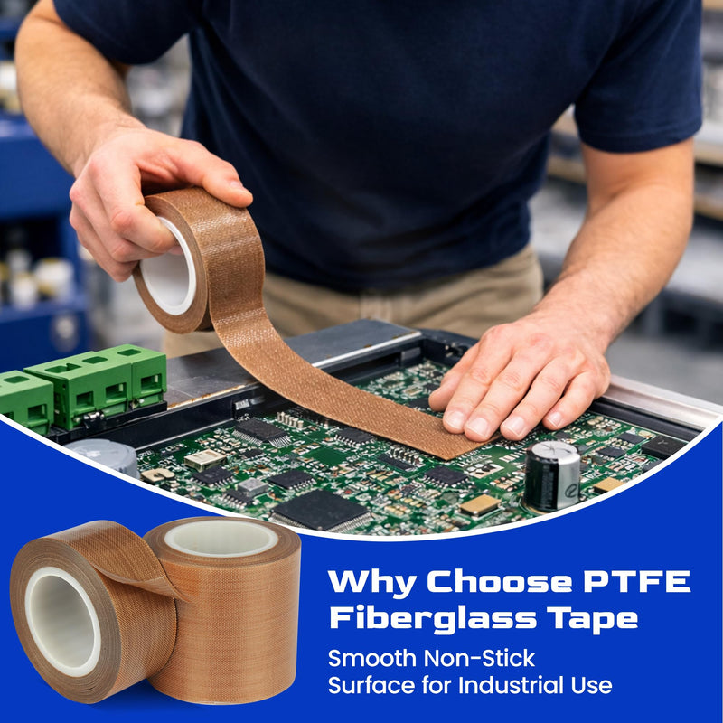 3 Inch PTFE Teflon Tape, 33 FT x 0.18mm Thick, Wide High Temp Non-Stick Fiberglass Adhesive Tape for Heat Press, Conveyor, Industrial Surface Protection & Sealer Use 3-inch x 33 Feet