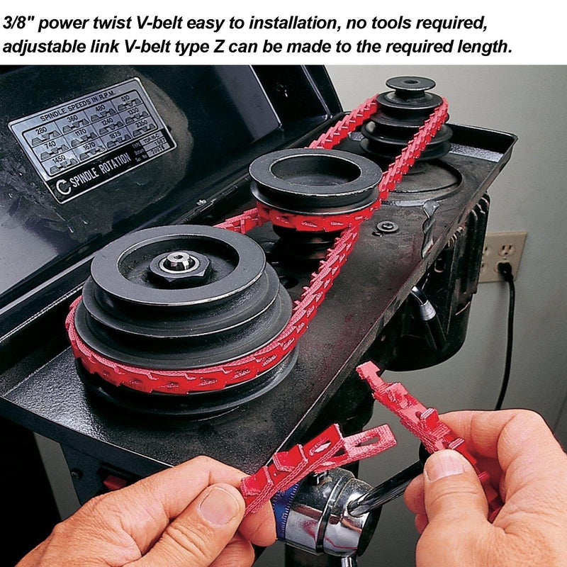 [Australia - AusPower] - Link V Belt, 3/8" Power Twist V Belt 5 Feet, 3/8 Inch Link Belt Type Z, Adjustable Link V-Belt Drive Belt for Lathes, Drill Press, Table Saws, Sewing Machine by KAKO 