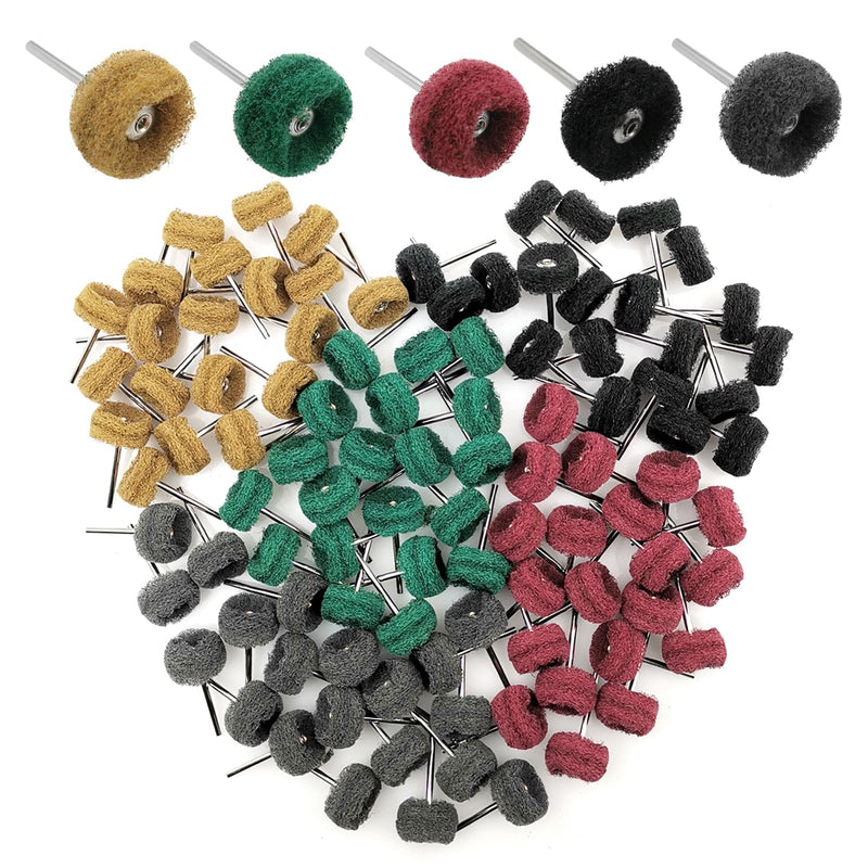 [Australia - AusPower] - Buffing Wheel 100 Pack Abrasive Polishing Deburring Wheels Metal Polishing Kit Rotary Tool Accessories for Metal Polishing, Rusting Cleaning, Paint Removal, and Other Fine Detail Work 
