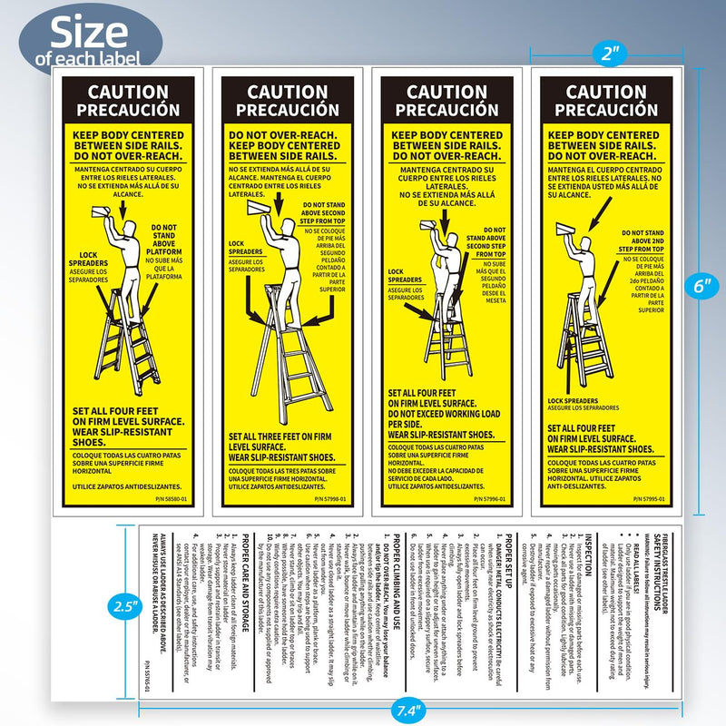 20 Set Fiberglass Step Ladder Label Kits Compatible with Werner Extension Ladder Safety Inspection Stickers Replacement Parts