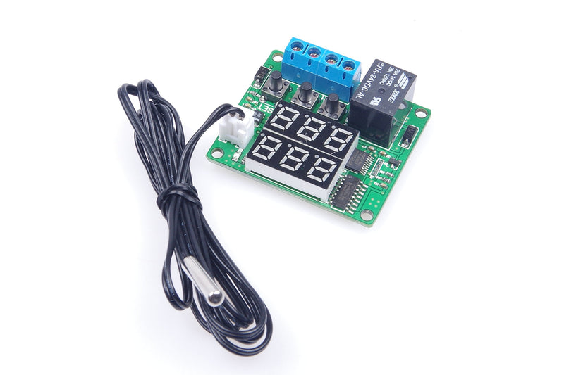 [Australia - AusPower] - DC 24V Digital Thermostat Module -58℉ to 257℉ Fahrenheit Temp Display Temperature Controller Board with 20A Relay Waterproof Sensor Probe Dual LED Display Red Blue 