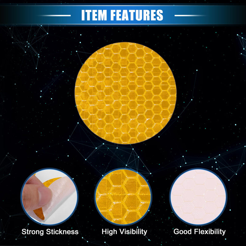 20 Pcs Reflective Stickers, 1.97" OD Round Shape Safety Tape Reflector Universal for Cars Trucks Trailers Waterproof PET Yellow