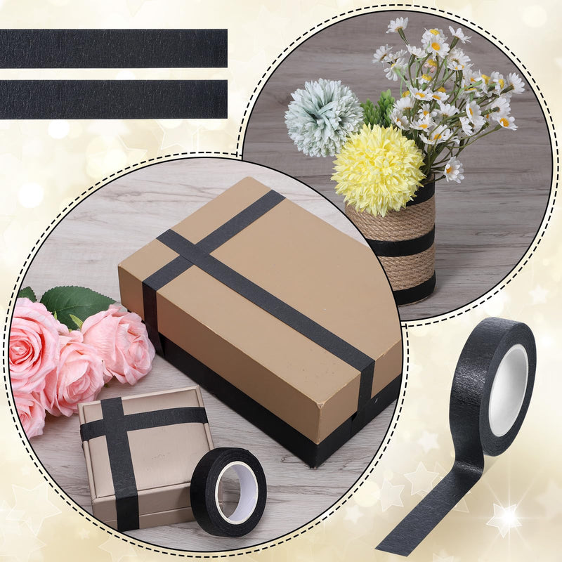 2 Roll Black Washi Tape 0.59 Inch x 14 Yards Self Adhesive Masking Sticker Border Masking Tapes for Assisting and Decorating Paintings Holiday Gift Boxes Scrapbooks DIY Art Craft Wrapping Decoration