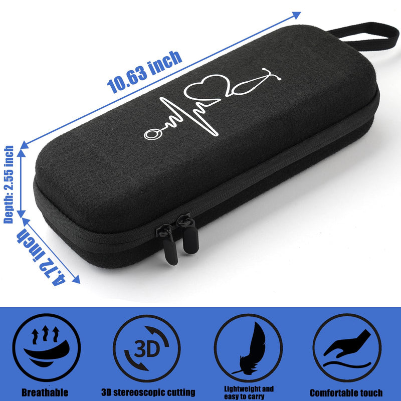 [Australia - AusPower] - Stethoscope Case for 3M Littmann Classic III,Stethoscope Bag for Lightweight II S.E,Cardiology IV,Extra Room for Doctor & Nurse Accessorie Black 
