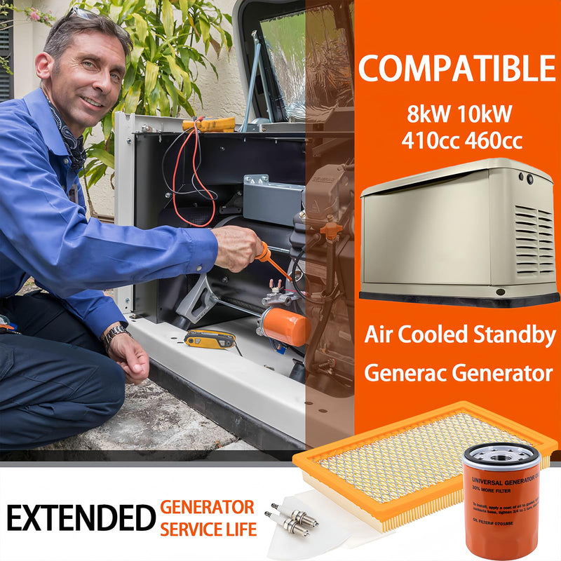 6482 Maintenance Kit Fit for Generac 8kW 10kW Standby Generators 410cc 460ccEngine Scheduled Maintenance Kit Include 9371AS Air Filter, 070185E Oil Filter