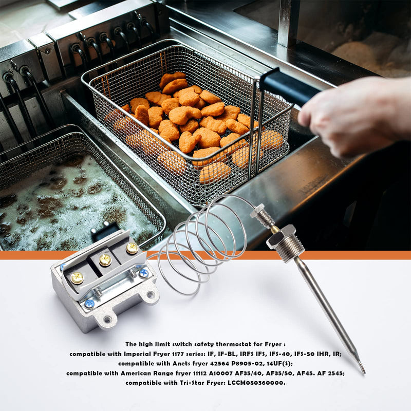 [Australia - AusPower] - 1177 High Limit Fryer Switch LCCM2003000 Replacement for ATOSA 301030005 Gas Fryer Hi Limit Thermostat with 3/8" Mpt Stuff Box Hi Limit 450°F 