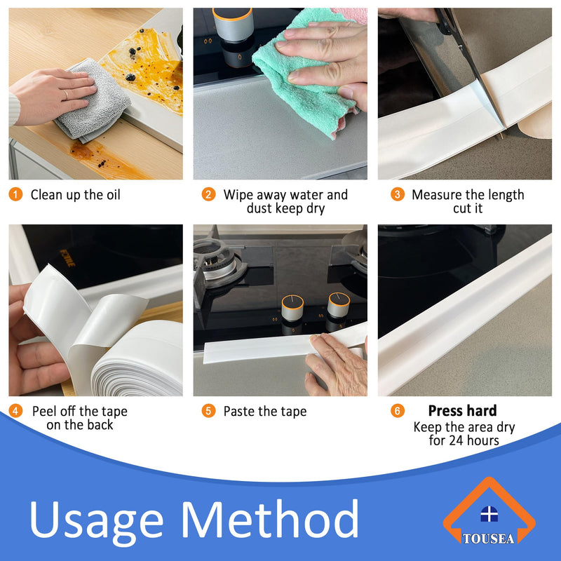 Caulk Tape Self Adhesive,Easy to Install Caulking Tape for Bathroom Peel & Stick Caulking Strip Floor Tile Wallpaper Toilet Tub Shower Wall Trim,Waterproof Caulking Sealing Tape for Bathroom,Toilet 2Rolls*White*1.5IN-10.5FT