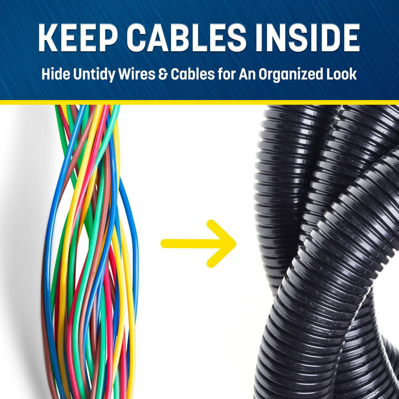 [Australia - AusPower] - GS Power Wire Loom  3/8 Inch x 50 Ft Split Cable Sleeves for Industrial Electrical Wires  High Temperature Cable Conduit 3/8" x 50ft Black 
