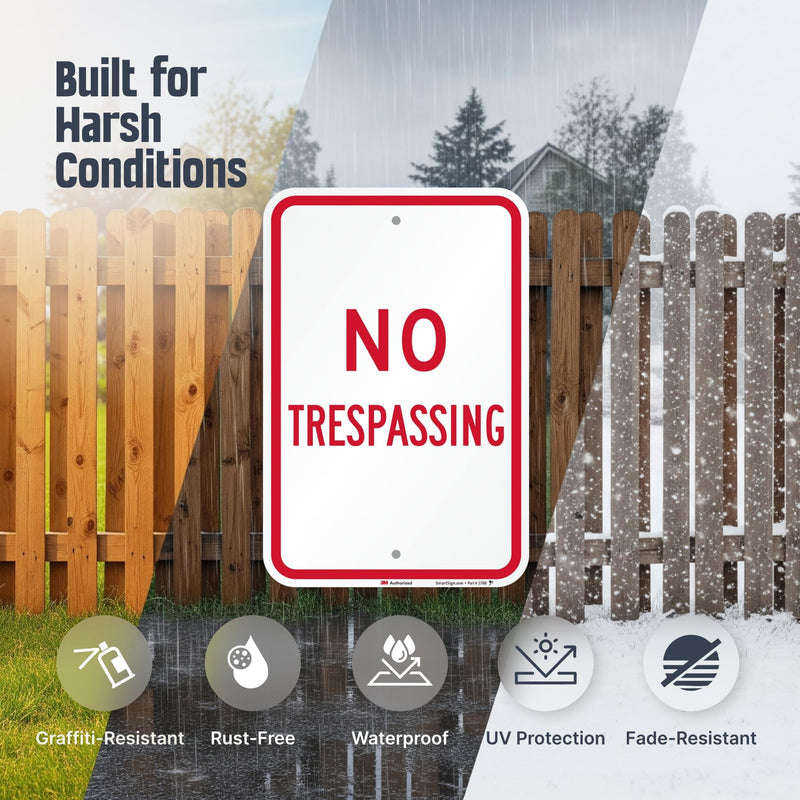 SmartSign "No Trespassing" Sign | 12" x 18" 3M Engineer Grade Reflective Aluminum EG Aluminum