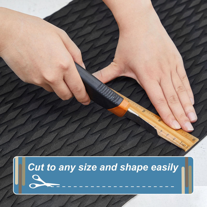Timgle Marine Flooring for Boats EVA Foam Boat Flooring Decking Non Slip Self Adhesive Marine Boat Carpet Diamond Surfboard Traction Pad Boat Mats Black 94.5 x 11.8 Inch 7.8 Sqft