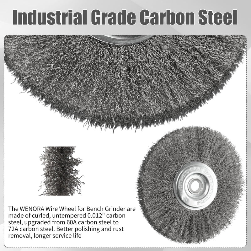 [Australia - AusPower] - 8-Inch Wire Wheel for Bench Grinder, 0.012 Carbon Steel Wire, Bench Wire Wheel Brush with 5/8" & 7/8" Arbor Hole, for Removal of Rust, Paint and Scale from Metal 1PC 8-Inch 