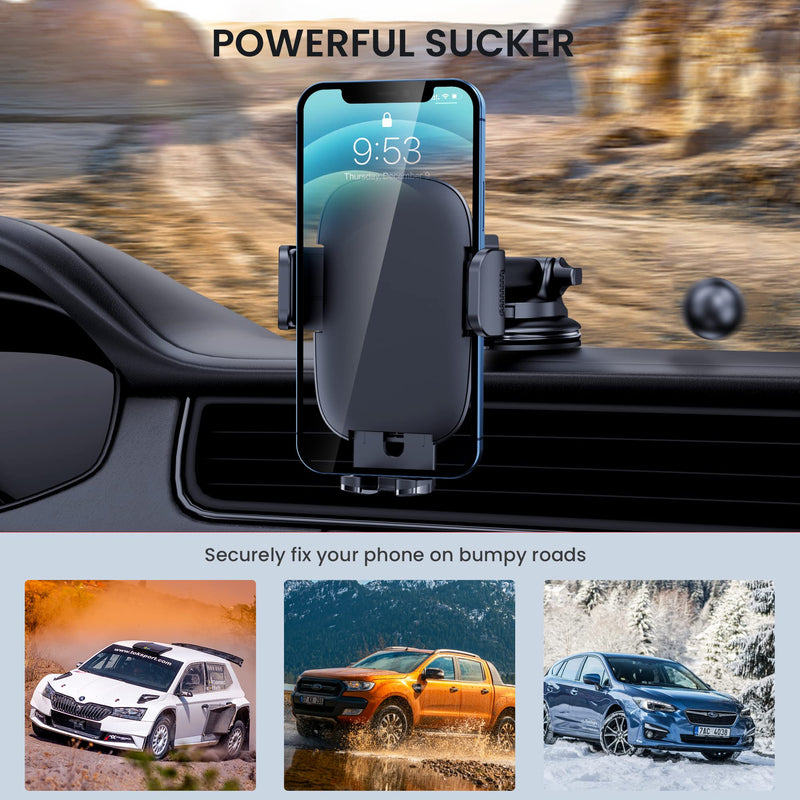 [Australia - AusPower] - Qifutan Car Phone Holder Mount Phone Mount for Car Windshield Dashboard Air Vent Universal Hands Free Automobile Cell Phone Holder Fit iPhone Black 