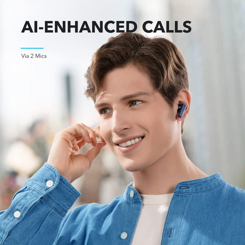 [Australia - AusPower] - Soundcore by Anker P20i True Wireless Earbuds, 10mm Drivers with Big Bass, Bluetooth 5.3, 30H Long Playtime, Water-Resistant, 2 Mics for AI Clear Calls, 22 Preset EQs, Customization via App Blue 