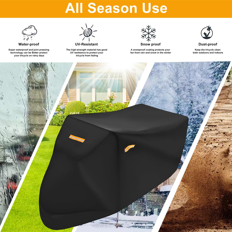 [Australia - AusPower] - Adult Tricycle Cover Electric Tricycle Covers, Strong UV Protection & Windproof, Waterproof, Heavy Duty Oxford Cloth Tricycle Cover, Black 
