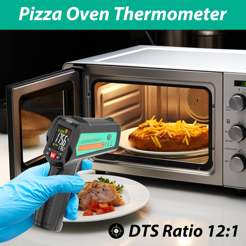 [Australia - AusPower] - Infrared Thermometer, Laser Temperature Gun Adjustable Emissivity Max Measure, Non Contact Surface Outdoor Heat Gun, Digital IR Temp Gun for Food, Cooking, BBQ, Pizza Oven, Reptile 