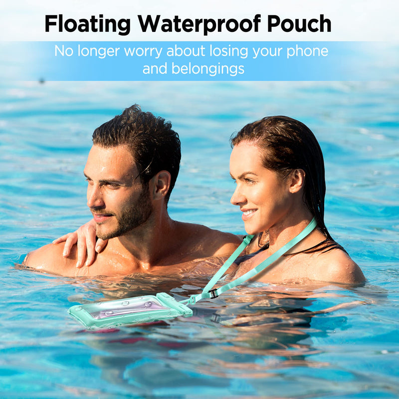 [Australia - AusPower] - [Floatable]CACOE Floating Universal IPX8 Waterproof Phone case 2 Pack-Up to 7.0",Adjustable Neck Lanyard Phone Pouch,Phone Dry Bags for Vacation Beach Pool Kayak Cruise Travel Essentials（Black+Green） Black+Green Up to 7.0"-Floatable 