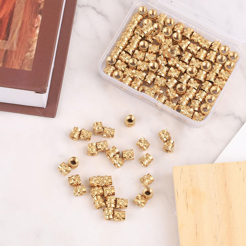 [Australia - AusPower] - 120pcs 3D Printing Brass Nuts, M4x6x6mm Threaded Heat Set Inserts M4 Knurled Brass Nuts Heat Embedment Nut for 3D Printing Parts Loptop Automotive Plastic Shell 
