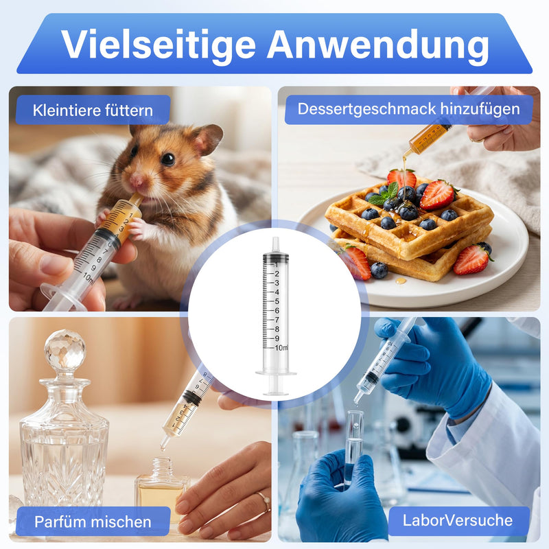 Pack of 20 Large Plastic Tube, 10ml with Clear Scale, Disposable Syringes, Individually Sealed for Laboratory, Industrial, Pet Feeding