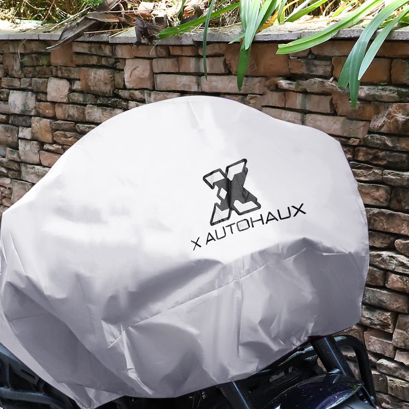 X AUTOHAUX Motorcycle Cover Lightweight Half Cover Outdoor Waterproof Rain Dust Protector Silver Tone XL Size for Most Full Dress Touring Cruiser