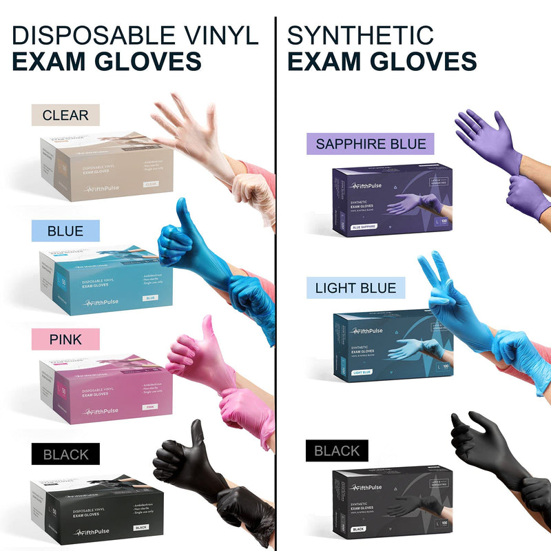 [Australia - AusPower] - FifthPulse Pink Vinyl Disposable Gloves - Powder and Latex Free Medical Exam Gloves Medium (Pack of 50) 