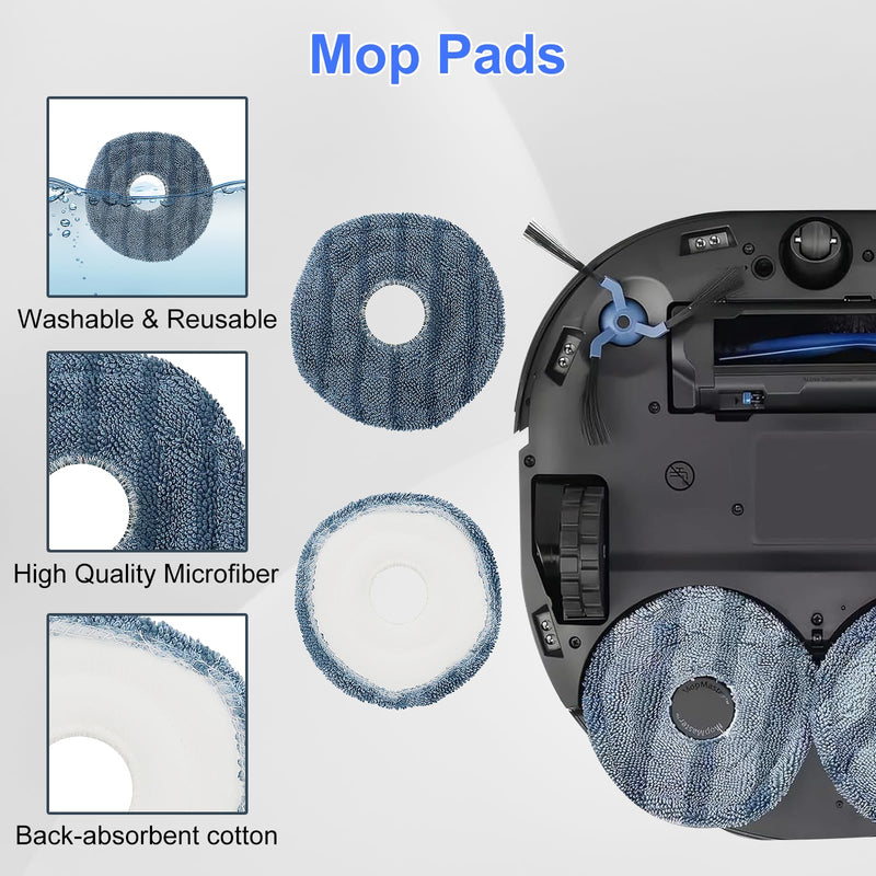 26 Pack Replacement Parts Kit for Eufy X10 Pro Omni Robot Vacuum Accessories, 2 Main Roller Brush 4 Filters 6 Dust Bags 6 Side Brushes 6 Mop Pads 1 Screwdriver 1 Clean Tool