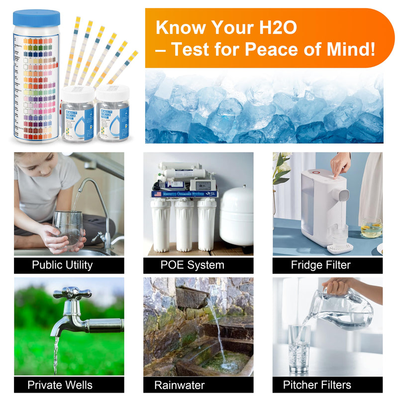 [Australia - AusPower] - Complete Water Testing Kits for Drinking Water 100 Strips + 2 Bacteria Tester Kits 17 in 1 Well, Tap, Drinking Water, City Water Testing Strips (100) 