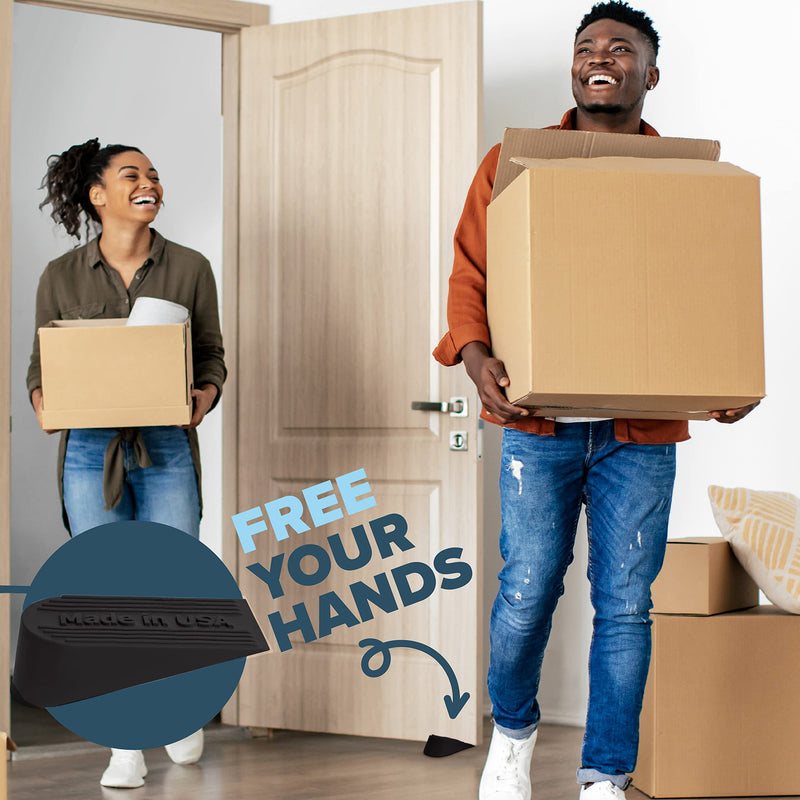 [Australia - AusPower] - Large Big Rubber Door Stopper Made In USA - Door Stop Wedge for Carpet, Tile, Concrete Floor, Tall Door Stoppers for Bottom of Door - Heavy Duty for Commercial & Home - 6.5 x 2.75 x 1.9 Inches - Black 