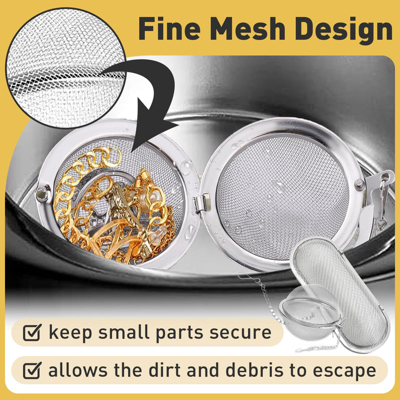 [Australia - AusPower] - Ultrasonic Cleaner Basket, 2Pcs Stainless Steel Basket for Ultrasonic Jewelry Cleaner, Jewelry Steam Cleaner Basket Small Parts Washing Basket for Jewelry, Watch Parts 