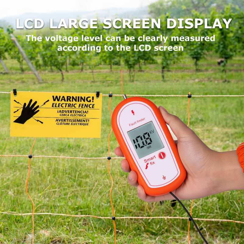 [Australia - AusPower] - Electric Fence Voltage Tester, 15KV Digital Electric Fence Voltage Tester, Digital Display High Voltage 200-15000V Gardening Tools Orange 