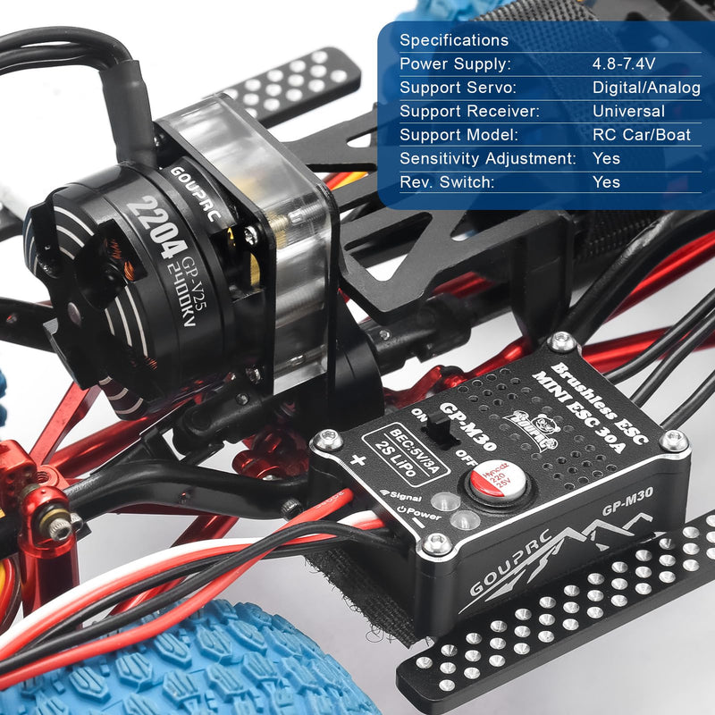 GOUPRC 2204 2400KV Brushless Outrunner Motor with Clean Mount & 30A Brushless ESC Combo Kit for SCX24 Axial 1/24 Remote Control Crawler Truck Car Motor+30A ESC+Clean Mount