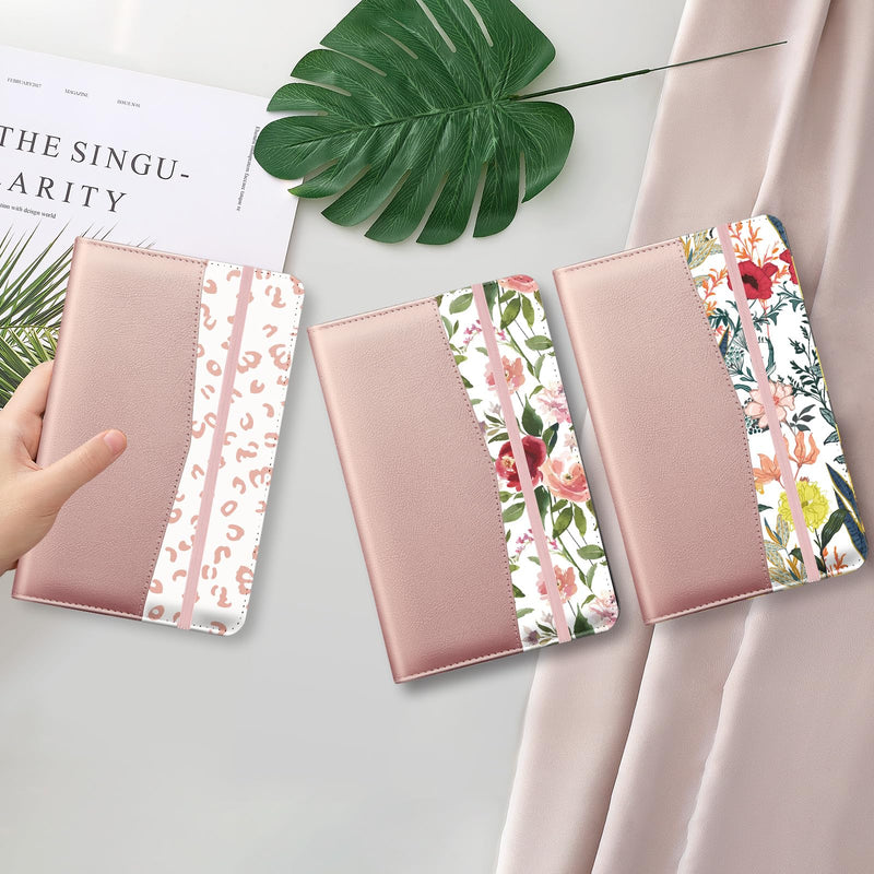 [Australia - AusPower] - Server Books for Waitress, PU Leather Cute Pink Waitress Book with 1 Money Zipper Pocket, Server Book with 9 Pockets and 1 Pen Holder, Serving Book Organizer Fit Server Apron -Flowers U 