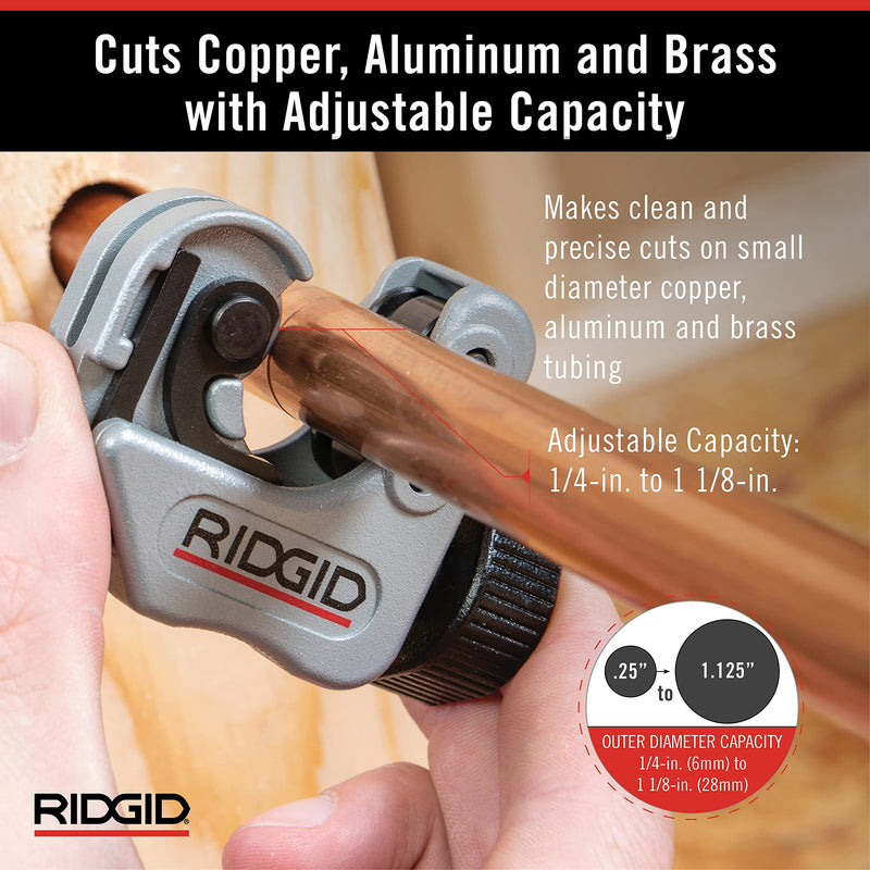 [Australia - AusPower] - RIDGID 86127 Model 118 Close Quarters AUTOFEED 1/4" to 1-1/8" Copper, Aluminum, Brass, and Plastic Tubing Cutter 