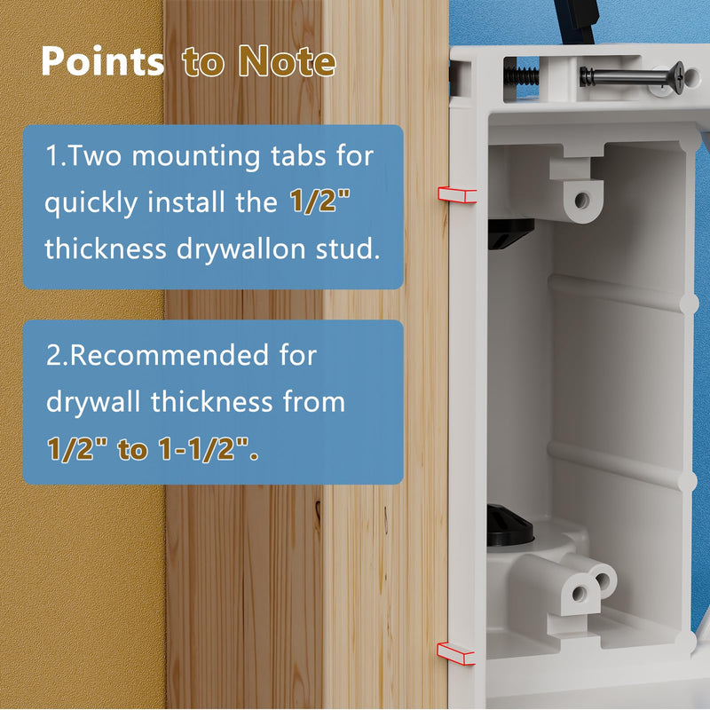 TVBU505-1 Recessed Outlet Box, 2Pcs Recessed Electrical Box for Wall Mount TV, Outlet Mounting Box for New Construction&Retrofit Projects, Wall Outlet Box with Duplex & Decorator Style Covers,2-Gang 2-Gang, 2 Pack