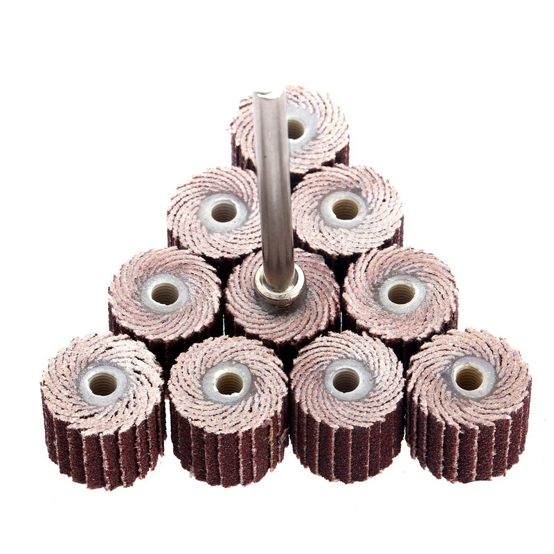 [Australia - AusPower] - 10Pcs 240# Grit Dia 3/8" 10mm Sanding Sandpaper Flap Wheel for Dremel Rotary Set 