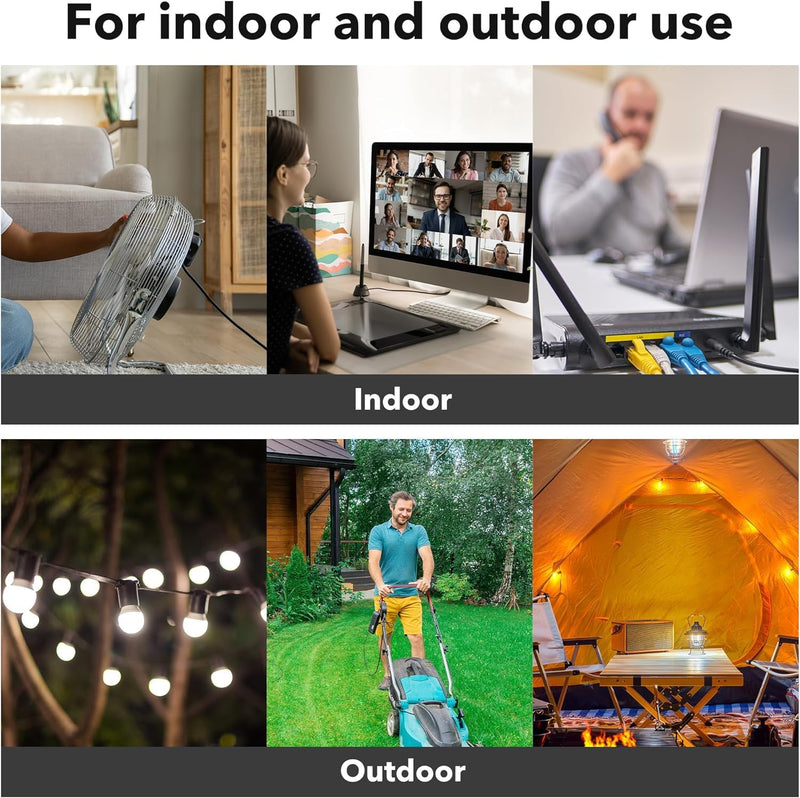 [Australia - AusPower] - BN-LINK 12ft Outdoor Extension Cord, 3-Prong, 16 Gauge General Purpose Power Cord, Grounded Plug, White, for Landscaping & Holiday Decorations, Home & Office, 13A ETL 