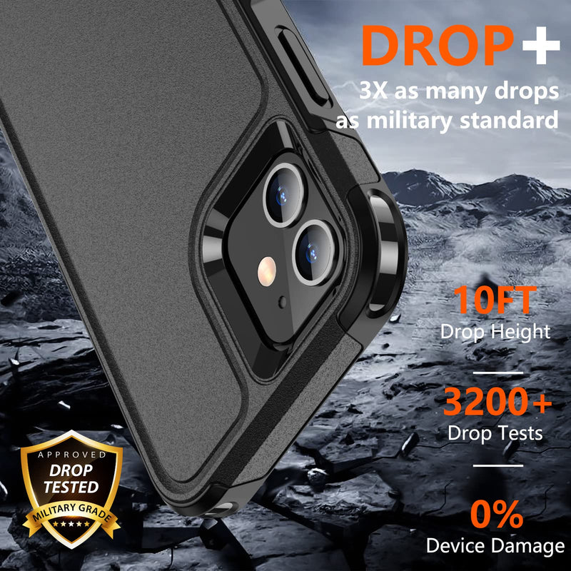 [Australia - AusPower] - SPIDERCASE Designed for iPhone 12 Case/iPhone 12 Pro Case, [10 FT Military Grade Drop Protection] [with 2 pcs Tempered Glass Screen Protector] Protective Cover for iPhone 12/12 Pro (Black) Black 