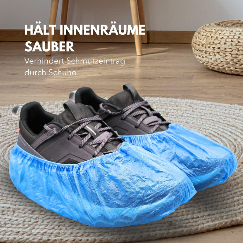 ADEBO Waterproof Shoe Covers, Pack of 100, CPE Overshoes 3 g, Non-Slip, Tear-Resistant, Universal Fit, Disposable, for Household and Commercial Use Blue standard