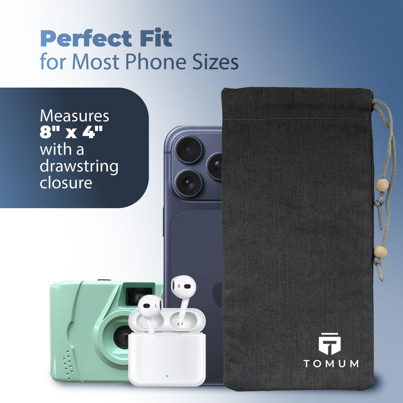 TOMUM EMF Shield Sleeve for Cell Phone - EMF Protection Smartphone Pouch - Anti EMP Bag - Signal Blocking Case for Radiation EMF EMP 5G RFID (Black, 2 Pack) Black