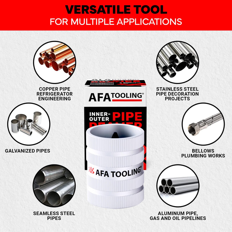 [Australia - AusPower] - AFA Tooling - Inner/Outer Pipe Reamer for 1/4" to 1-1/4" Pipes, Deburring Tool with Inner & Outer Cones for Smoothing & Reaming Copper, Stainless Steel, PVC, Metal & Aluminium - Plumbing Tool Small 