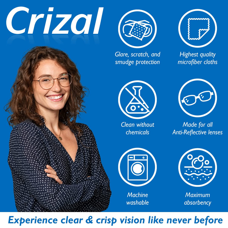 [Australia - AusPower] - Crizal Microfiber Cleaning Cloth for Glasses, 4 Pack | The Best Microfiber Cleaning Clothes for Crizal Anti Reflective Coated Lenses and Eyeglasses Lenses Cloth, 4 Pack 