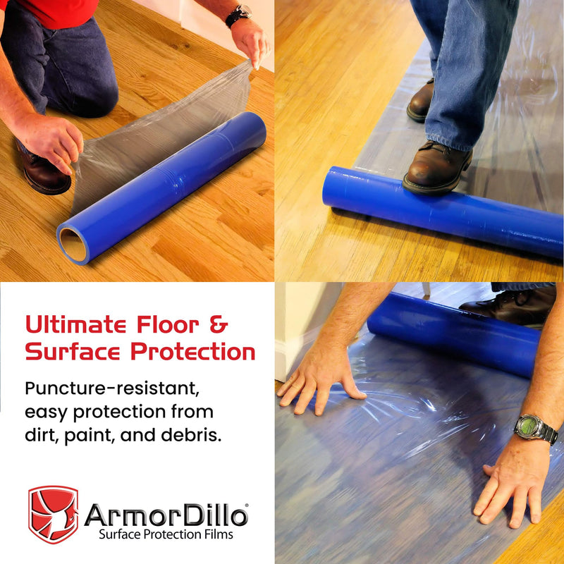 ArmorDillo New 3-Ply Strong Easy to Use Hardwood Floor, Hard Surface Protection Film (18" x100') 17.5x1200 Inch (Pack of 1)