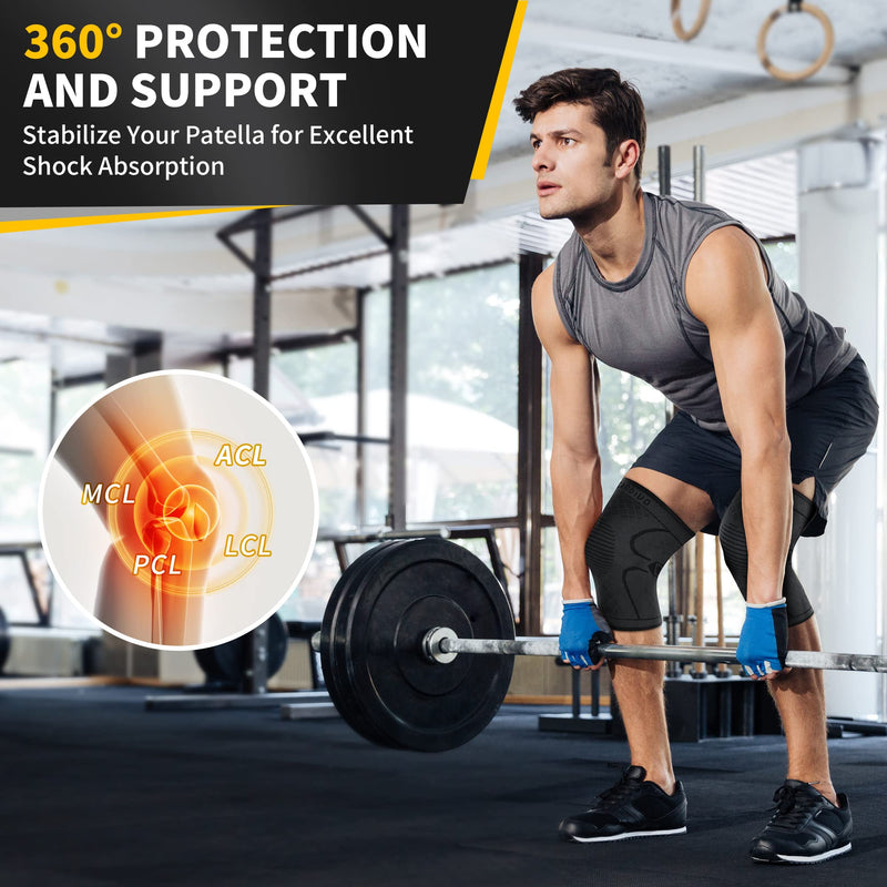 [Australia - AusPower] - CAMBIVO 2 Pack Knee Braces for Knee Pain, Knee Compression Sleeve for Men and Women, Knee Support for Meniscus Tear, Running, Weightlifting, Workout, ACL, Arthritis, Joint Pain Relief (Black,Medium) Medium Black 