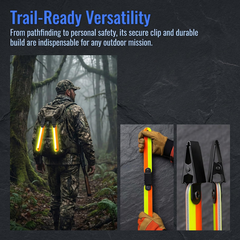 Little World 48-Pack High Visibility Reflective Trail Markers - 4" Fluorescent Orange Clips for Hunting, Hiking & Outdoor Navigation