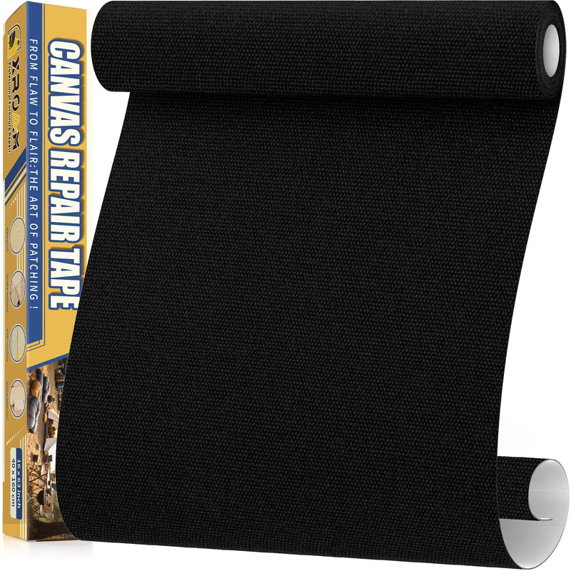 Canvas Repair Tape, 16 x 63 Inch Waterproof Heavy Duty Fabric Tape for Furniture, Self Adhesive Canvas Repair Patches for Boat Covers, Sofas, Tents, Louge Chairs, Canopy, Awning Black