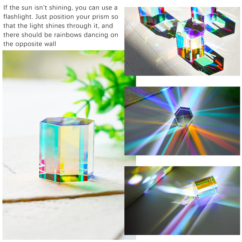 [Australia - AusPower] - 1.2'' Optical Glass RGB Dispersion Prism X-Cube for Physics Teach Rainbow Prism Crystal Cube Prism Photography Props 30mm Hexagonal prism 
