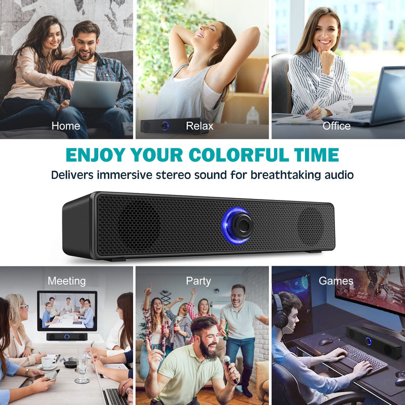 [Australia - AusPower] - Computer Speakers, USB Powered PC Speakers Wired Stereo Desktop Speakers for Computer, Desktop, Laptop, PC, Pad, Cellphone [2023 Version] 