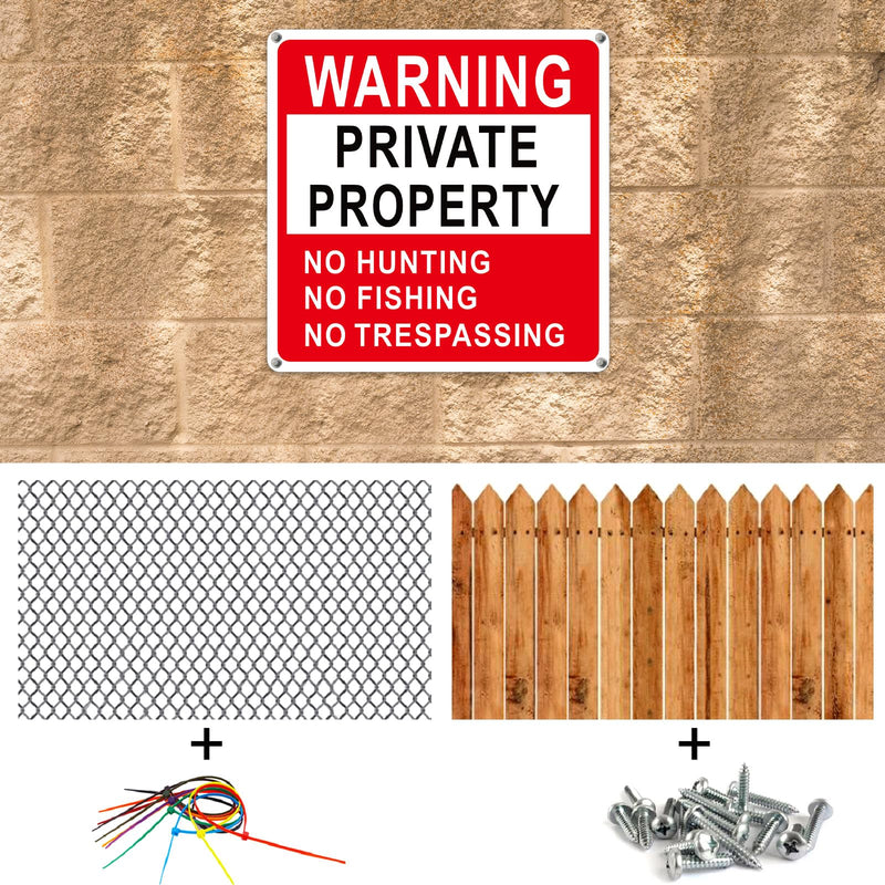 Lineshading 8 Pcs Large Posted No Hunting No Trespassing Signs Private Property Weatherproof Sign Reflective Aluminum Sign for Warning Hunting Fishing Trapping Outdoor(Red,12x12") Red 12x12"