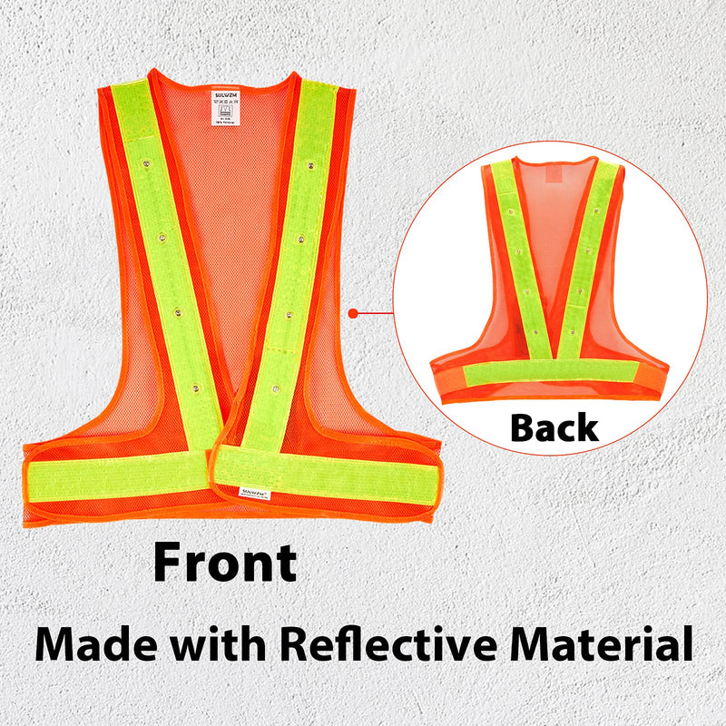 LED Safety Vest, 16 Lights with 3 Modes, High Visibility Reflective Running Vest(Orange, Free Size)