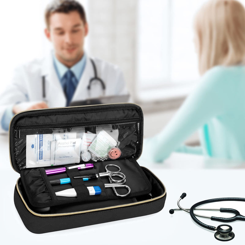 [Australia - AusPower] - Damero Protective Stethoscope Case with Divider for Nurse Accessories, Stethoscope Carrying Bag Travel Case Compatible with 3M Littmann/ADC/Omron Stethoscope and others, Black 